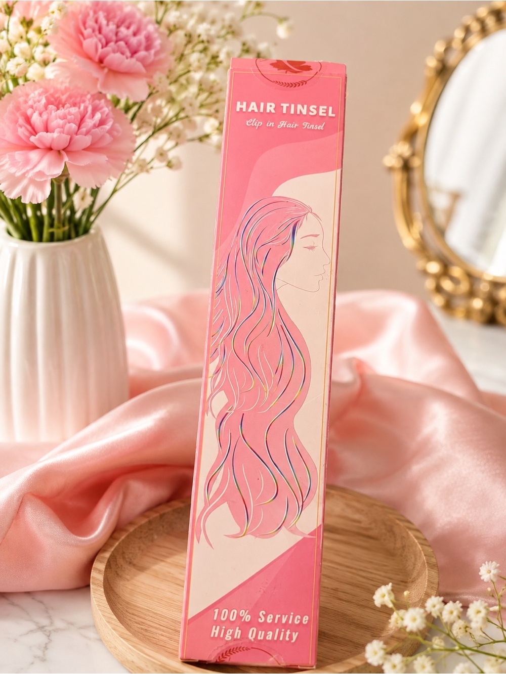 Tinsel Pink Hair Tinsel Clip-In Strands